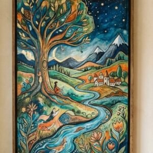 Night View Canvas, Hand Drawn